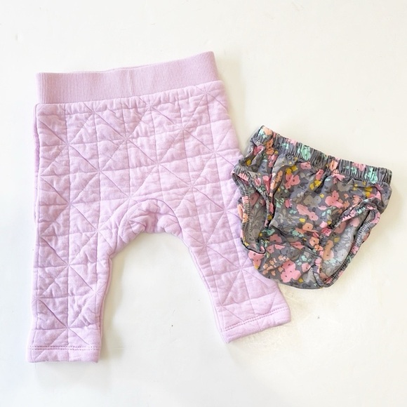 Cotton On Baby purple geometric pants + Carter's floral bloomer - Picture 1 of 3